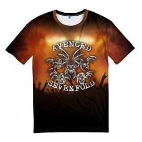 Мужская футболка 3D с принтом Avenged Sevenfold в Екатеринбурге, 100% полиэфир | прямой крой, круглый вырез горловины, длина до линии бедер | Тематика изображения на принте: 