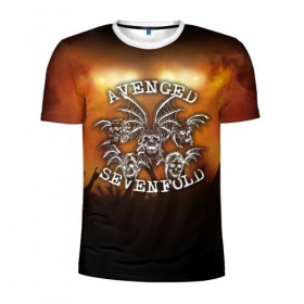 Мужская футболка 3D спортивная с принтом Avenged Sevenfold в Екатеринбурге, 100% полиэстер с улучшенными характеристиками | приталенный силуэт, круглая горловина, широкие плечи, сужается к линии бедра | Тематика изображения на принте: 
