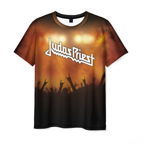 Мужская футболка 3D с принтом Judas Priest в Екатеринбурге, 100% полиэфир | прямой крой, круглый вырез горловины, длина до линии бедер | band | judas priest | metal | music | rock | атрибутика | метал | музыка | рок