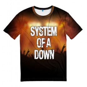 Мужская футболка 3D с принтом System of a Down в Екатеринбурге, 100% полиэфир | прямой крой, круглый вырез горловины, длина до линии бедер | 