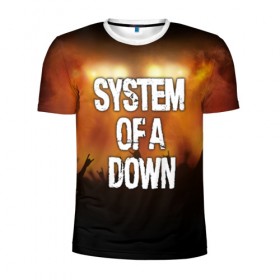 Мужская футболка 3D спортивная с принтом System of a Down в Екатеринбурге, 100% полиэстер с улучшенными характеристиками | приталенный силуэт, круглая горловина, широкие плечи, сужается к линии бедра | Тематика изображения на принте: 