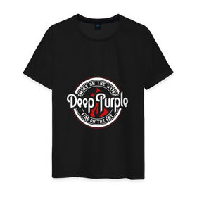 Мужская футболка хлопок с принтом Deep Purple в Екатеринбурге, 100% хлопок | прямой крой, круглый вырез горловины, длина до линии бедер, слегка спущенное плечо. | deep purple | гиллан | гловер | дееп | деп | ди | дип | диперпл | дипперпл | иэн пэйс | метал | морс | пепл | перпл | прогрессивный | психоделический | рок | хард | хардрок | хеви | хевиметал | эйри
