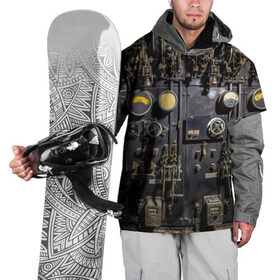 Накидка на куртку 3D с принтом Механизм в Екатеринбурге, 100% полиэстер |  | давление | дым | механизм | механика | панк | пар | рычаг | стим | стимпанк | тумблер