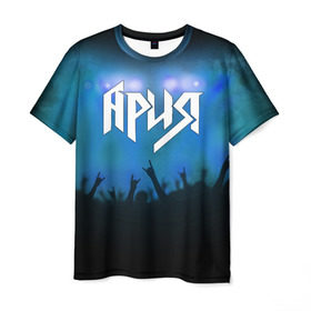 Мужская футболка 3D с принтом Ария в Екатеринбурге, 100% полиэфир | прямой крой, круглый вырез горловины, длина до линии бедер | aria | band | metal | music | rock | ария | атрибутика | группа | метал | музыка | рок