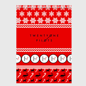 Скетчбук с принтом Праздничный Twenty One Pilots в Екатеринбурге, 100% бумага
 | 48 листов, плотность листов — 100 г/м2, плотность картонной обложки — 250 г/м2. Листы скреплены сверху удобной пружинной спиралью | 21 pilots | красный | новогодний | рождество | снежинки