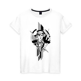 Женская футболка хлопок с принтом Молодой Маяковский в Екатеринбурге, 100% хлопок | прямой крой, круглый вырез горловины, длина до линии бедер, слегка спущенное плечо | авангард | геометрия | портрет | поэт