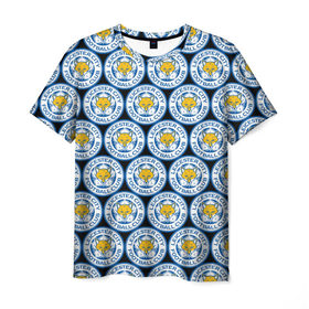 Мужская футболка 3D с принтом Leicester City в Екатеринбурге, 100% полиэфир | прямой крой, круглый вырез горловины, длина до линии бедер | 
