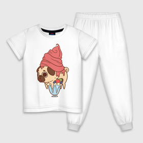 Детская пижама хлопок с принтом мопс-мороженое в Екатеринбурге, 100% хлопок |  брюки и футболка прямого кроя, без карманов, на брюках мягкая резинка на поясе и по низу штанин
 | 