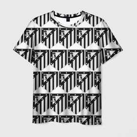 Мужская футболка 3D с принтом Atletico Madrid Black&White в Екатеринбурге, 100% полиэфир | прямой крой, круглый вырез горловины, длина до линии бедер | Тематика изображения на принте: атлетико мадрид | эмблема