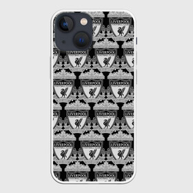 Чехол для iPhone 13 mini с принтом Liverpool BlackWhite в Екатеринбурге,  |  | england | football | liverpool fc | logo | sport | англия | арт | ливерпуль | лига | лого | спорт | текстура | фк | футбол | футбольный клуб | эмблема