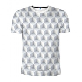 Мужская футболка 3D спортивная с принтом 3D Кубы в Екатеринбурге, 100% полиэстер с улучшенными характеристиками | приталенный силуэт, круглая горловина, широкие плечи, сужается к линии бедра | Тематика изображения на принте: 3д | иллюзия | куб | кубы | паттерн | текстура | узор