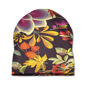 Шапка 3D с принтом Осенние мотивы в Екатеринбурге, 100% полиэстер | универсальный размер, печать по всей поверхности изделия | fashion | flower | акварельные цветы | краски | осень | природа | рисованные цветы | розы | цветы
