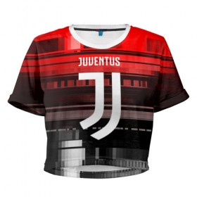 Женская футболка 3D укороченная с принтом Juventus в Екатеринбурге, 100% полиэстер | круглая горловина, длина футболки до линии талии, рукава с отворотами | football | soccer | ювентус