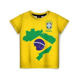 Детская футболка 3D с принтом Бразилия, форма в Екатеринбурге, 100% гипоаллергенный полиэфир | прямой крой, круглый вырез горловины, длина до линии бедер, чуть спущенное плечо, ткань немного тянется | Тематика изображения на принте: brazil | uniform
