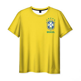 Мужская футболка 3D с принтом Бразилия, форма в Екатеринбурге, 100% полиэфир | прямой крой, круглый вырез горловины, длина до линии бедер | brazil | uniform | бразильская | конфедерация