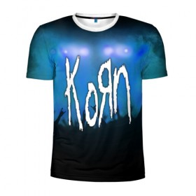 Мужская футболка 3D спортивная с принтом Korn в Екатеринбурге, 100% полиэстер с улучшенными характеристиками | приталенный силуэт, круглая горловина, широкие плечи, сужается к линии бедра | 