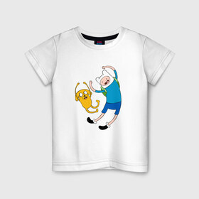 Детская футболка хлопок с принтом Adventure time в Екатеринбурге, 100% хлопок | круглый вырез горловины, полуприлегающий силуэт, длина до линии бедер | 