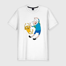 Мужская футболка премиум с принтом Adventure time в Екатеринбурге, 92% хлопок, 8% лайкра | приталенный силуэт, круглый вырез ворота, длина до линии бедра, короткий рукав | 