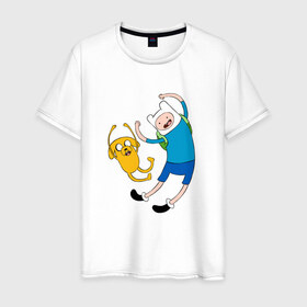 Мужская футболка хлопок с принтом Adventure time в Екатеринбурге, 100% хлопок | прямой крой, круглый вырез горловины, длина до линии бедер, слегка спущенное плечо. | 