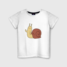 Детская футболка хлопок с принтом Улитка в Екатеринбурге, 100% хлопок | круглый вырез горловины, полуприлегающий силуэт, длина до линии бедер | Тематика изображения на принте: 
