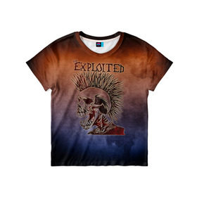 Детская футболка 3D с принтом The Exploited в Екатеринбурге, 100% гипоаллергенный полиэфир | прямой крой, круглый вырез горловины, длина до линии бедер, чуть спущенное плечо, ткань немного тянется | band | metal | music | rock | the exploited | атрибутика | группа | метал | музыка | рок