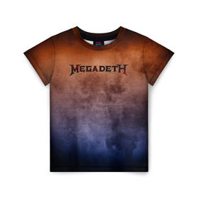 Детская футболка 3D с принтом Megadeth в Екатеринбурге, 100% гипоаллергенный полиэфир | прямой крой, круглый вырез горловины, длина до линии бедер, чуть спущенное плечо, ткань немного тянется | band | megadeth | metal | music | rock | атрибутика | группа | метал | музыка | рок