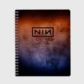 Тетрадь с принтом Nine Inch Nails в Екатеринбурге, 100% бумага | 48 листов, плотность листов — 60 г/м2, плотность картонной обложки — 250 г/м2. Листы скреплены сбоку удобной пружинной спиралью. Уголки страниц и обложки скругленные. Цвет линий — светло-серый
 | band | metal | music | nine inch nails | rock | атрибутика | группа | метал | музыка | рок