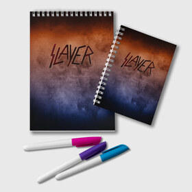 Блокнот с принтом Slayer в Екатеринбурге, 100% бумага | 48 листов, плотность листов — 60 г/м2, плотность картонной обложки — 250 г/м2. Листы скреплены удобной пружинной спиралью. Цвет линий — светло-серый
 | band | metal | music | rock | slayer | атрибутика | группа | метал | музыка | рок