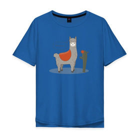 Мужская футболка хлопок Oversize с принтом alpaca-llama в Екатеринбурге, 100% хлопок | свободный крой, круглый ворот, “спинка” длиннее передней части | alpaca | llama | альпака | кактус | лама