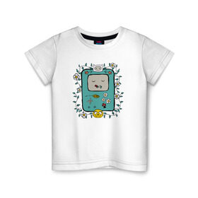 Детская футболка хлопок с принтом Бимо в Екатеринбурге, 100% хлопок | круглый вырез горловины, полуприлегающий силуэт, длина до линии бедер | adventure time | время приключений