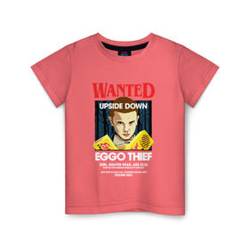Детская футболка хлопок с принтом Wanted: Eggo Thief / 11 в Екатеринбурге, 100% хлопок | круглый вырез горловины, полуприлегающий силуэт, длина до линии бедер | Тематика изображения на принте: 11 | netflix | stranger | things | бобби | браун | милли | нетфликс | одиннадцать