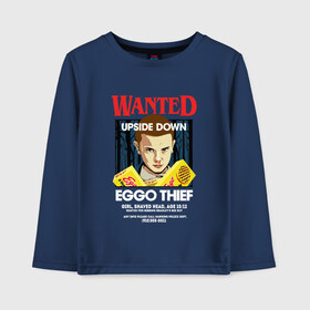 Детский лонгслив хлопок с принтом Wanted Eggo Thief 11 в Екатеринбурге, 100% хлопок | круглый вырез горловины, полуприлегающий силуэт, длина до линии бедер | 11 | netflix | stranger | things | бобби | браун | милли | нетфликс | одиннадцать