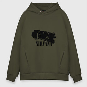 Мужское худи Oversize хлопок с принтом Nirvana в Екатеринбурге, френч-терри — 70% хлопок, 30% полиэстер. Мягкий теплый начес внутри —100% хлопок | боковые карманы, эластичные манжеты и нижняя кромка, капюшон на магнитной кнопке | cobain | kurt | nirvana | альтернативный | гранж | грол | группа | дональд | кобейн | курт | музыка | музыкант | надпись | нервана | нирвана | новоселич | певец | рок | смайл | смайлик | солист | язык