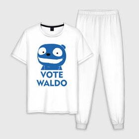 Мужская пижама хлопок с принтом Vote в Екатеринбурге, 100% хлопок | брюки и футболка прямого кроя, без карманов, на брюках мягкая резинка на поясе и по низу штанин
 | black mirror | черное зеркало