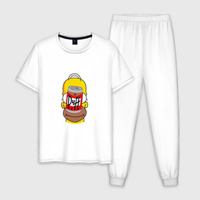 Мужская пижама хлопок с принтом Homer в Екатеринбурге, 100% хлопок | брюки и футболка прямого кроя, без карманов, на брюках мягкая резинка на поясе и по низу штанин
 | duff beer | simpsons | гомер
