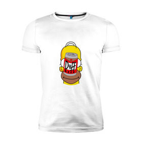 Мужская футболка премиум с принтом Homer в Екатеринбурге, 92% хлопок, 8% лайкра | приталенный силуэт, круглый вырез ворота, длина до линии бедра, короткий рукав | duff beer | simpsons | гомер