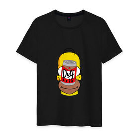 Мужская футболка хлопок с принтом Homer в Екатеринбурге, 100% хлопок | прямой крой, круглый вырез горловины, длина до линии бедер, слегка спущенное плечо. | duff beer | simpsons | гомер