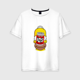 Женская футболка хлопок Oversize с принтом Homer в Екатеринбурге, 100% хлопок | свободный крой, круглый ворот, спущенный рукав, длина до линии бедер
 | duff beer | simpsons | гомер