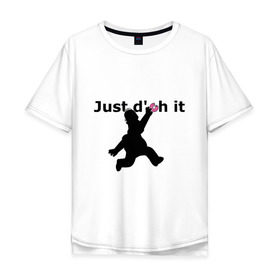 Мужская футболка хлопок Oversize с принтом Just Doh It в Екатеринбурге, 100% хлопок | свободный крой, круглый ворот, “спинка” длиннее передней части | doh | donut | homer | simpsons | гомер | пончик