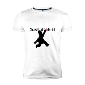 Мужская футболка премиум с принтом Just Doh It в Екатеринбурге, 92% хлопок, 8% лайкра | приталенный силуэт, круглый вырез ворота, длина до линии бедра, короткий рукав | doh | donut | homer | simpsons | гомер | пончик
