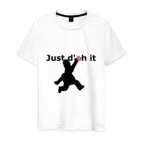 Мужская футболка хлопок с принтом Just Doh It в Екатеринбурге, 100% хлопок | прямой крой, круглый вырез горловины, длина до линии бедер, слегка спущенное плечо. | doh | donut | homer | simpsons | гомер | пончик
