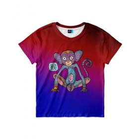 Детская футболка 3D с принтом Год обезьяны в Екатеринбурге, 100% гипоаллергенный полиэфир | прямой крой, круглый вырез горловины, длина до линии бедер, чуть спущенное плечо, ткань немного тянется | 