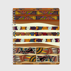 Тетрадь с принтом Африканская мозаика в Екатеринбурге, 100% бумага | 48 листов, плотность листов — 60 г/м2, плотность картонной обложки — 250 г/м2. Листы скреплены сбоку удобной пружинной спиралью. Уголки страниц и обложки скругленные. Цвет линий — светло-серый
 | afrika | pattern | африка | африканские мотивы | африканские узоры | солнце | узор | этника | южный континент