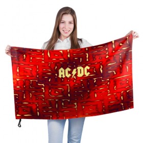 Флаг 3D с принтом AC/DC в Екатеринбурге, 100% полиэстер | плотность ткани — 95 г/м2, размер — 67 х 109 см. Принт наносится с одной стороны | 