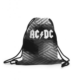 Рюкзак-мешок 3D с принтом AC/DC rock band в Екатеринбурге, 100% полиэстер | плотность ткани — 200 г/м2, размер — 35 х 45 см; лямки — толстые шнурки, застежка на шнуровке, без карманов и подкладки | ac dc | logo | music | pop | rock | usa | альтернатива | америка | металл | музыка | музыкальный | поп | рок
