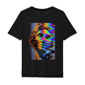 Мужская футболка хлопок Oversize с принтом Pixel art в Екатеринбурге, 100% хлопок | свободный крой, круглый ворот, “спинка” длиннее передней части |  vaporwave | вебпанк | пиксель | скульптура