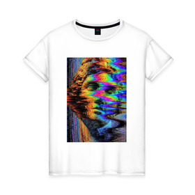 Женская футболка хлопок с принтом Pixel art в Екатеринбурге, 100% хлопок | прямой крой, круглый вырез горловины, длина до линии бедер, слегка спущенное плечо |  vaporwave | вебпанк | пиксель | скульптура