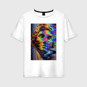 Женская футболка хлопок Oversize с принтом Pixel art в Екатеринбурге, 100% хлопок | свободный крой, круглый ворот, спущенный рукав, длина до линии бедер
 |  vaporwave | вебпанк | пиксель | скульптура