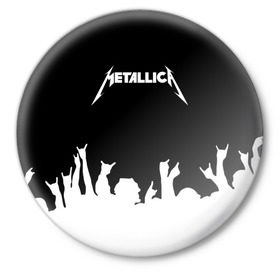 Значок с принтом Metallica в Екатеринбурге,  металл | круглая форма, металлическая застежка в виде булавки | metallica | группа | джеймс хэтфилд | кирк хэмметт | ларс ульрих | метал | металика | металлика | миталика | музыка | роберт трухильо | рок | трэш | трэшметал | хард | хардрок | хеви | хевиметал