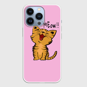 Чехол для iPhone 13 Pro с принтом Meow в Екатеринбурге,  |  | cat | pussy | smile | киска | котёнок | кошка | мяу | улыбка